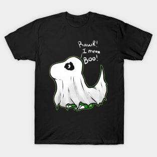 Cute Comic T-rex Tyrannosaurus Dressed As Ghost On Halloween T-Shirt